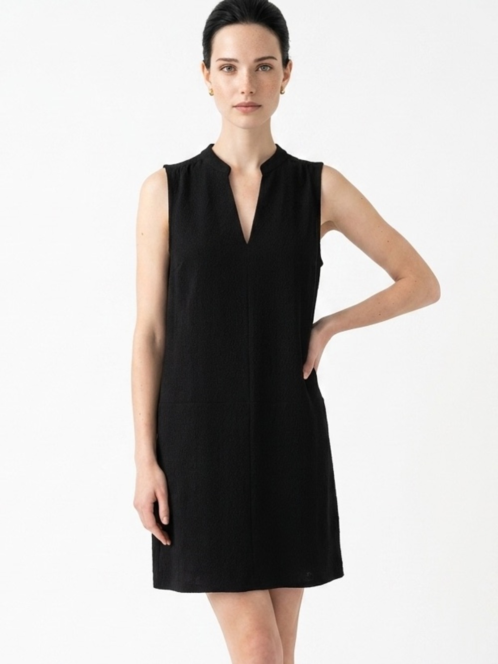 LUSH | Textured Black Shift Dress Circle Hem Large